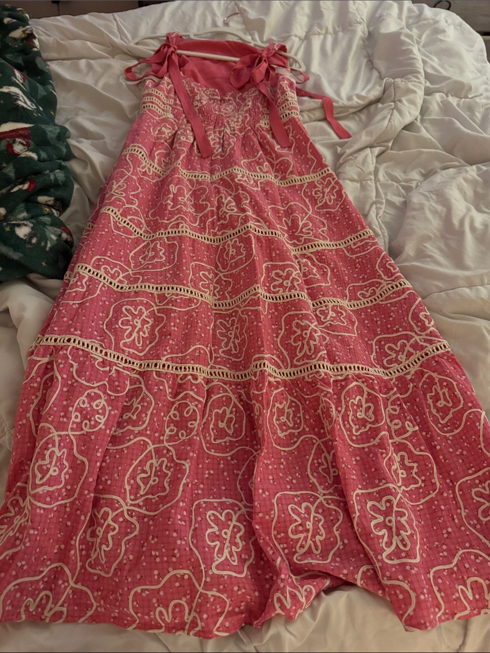 Just Me Pink Floral Tie-Shoulder Sundress M